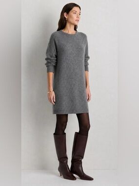 Just Female Angora Wool Blend Knit Sweater Dress Sz S/M Gray Quiet Luxury Casual